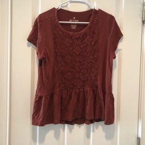 burgundy top
